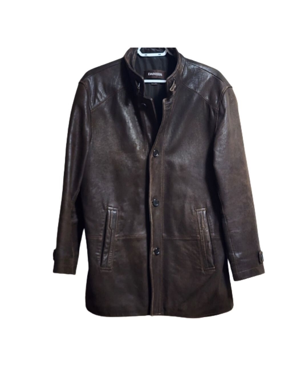 Vintage Danier long soft leather overcoat jacket color Chocolate brown